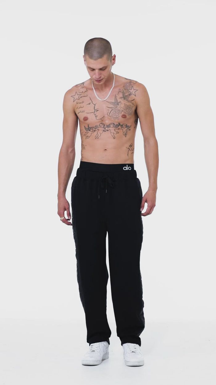 Black Alo Yoga Mash Up Sweat Men's Pants | 15240SHXR