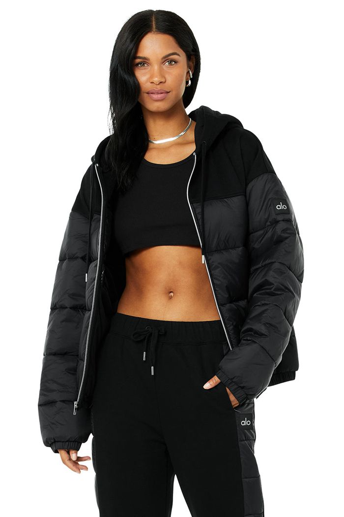 Black Alo Yoga Mash Up Women's Jackets | 56372TPQK