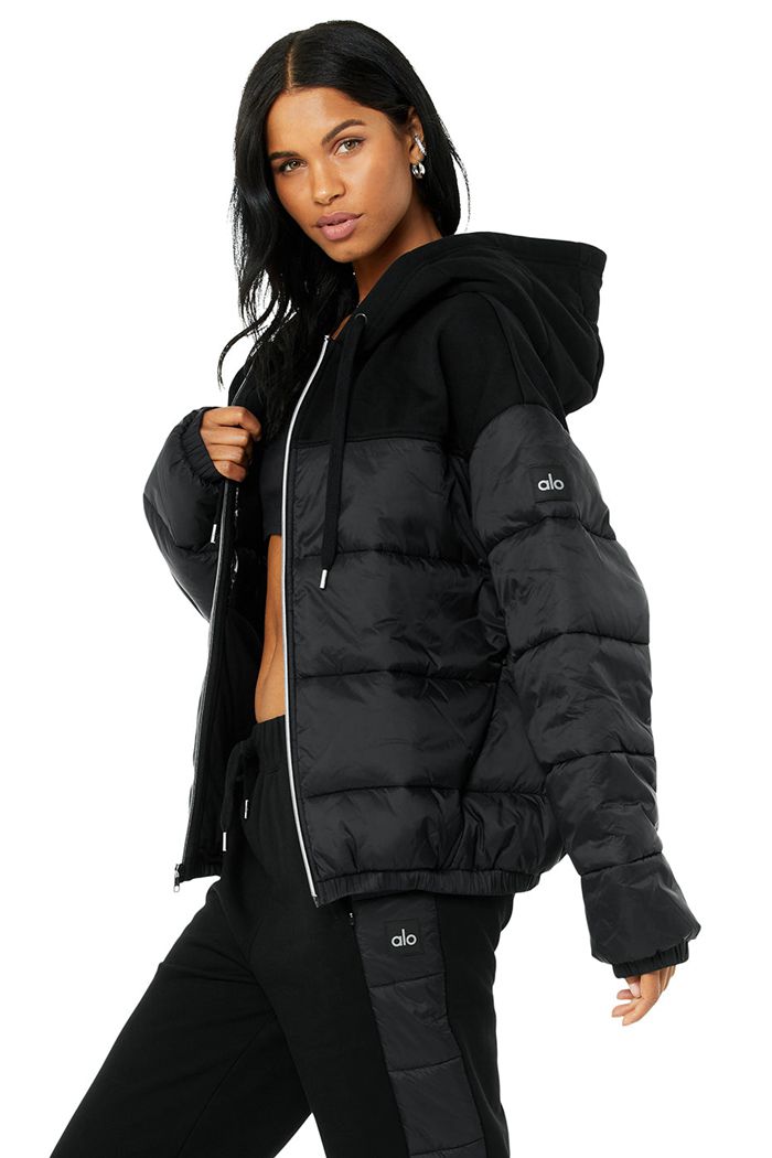 Black Alo Yoga Mash Up Women's Jackets | 56372TPQK