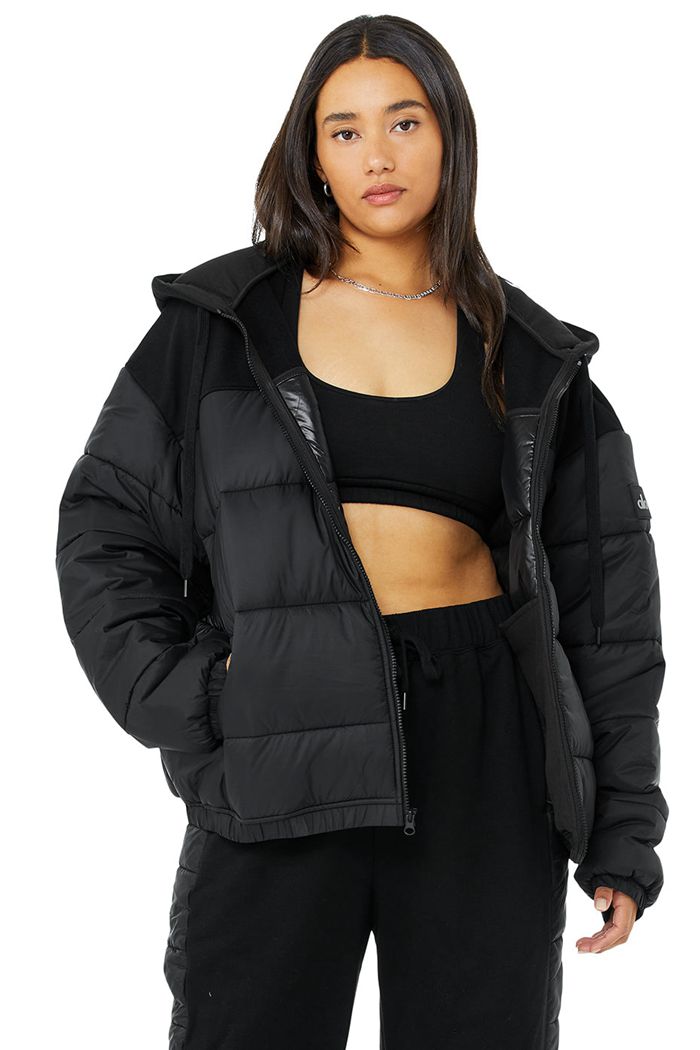 Black Alo Yoga Mash Up Women's Jackets | 56372TPQK