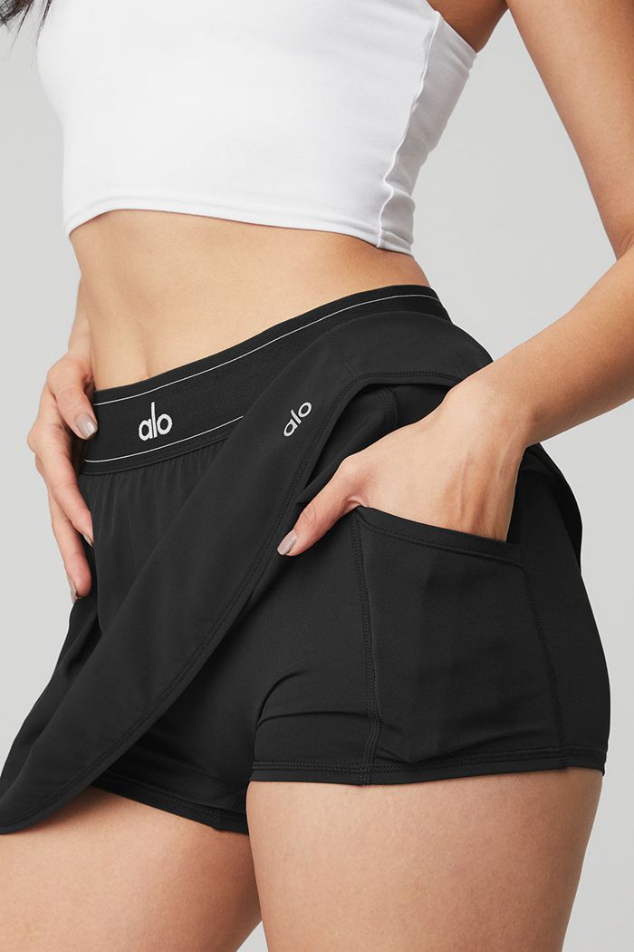 Black Alo Yoga Match Point Tennis Women's Skirts | 83471LPAD