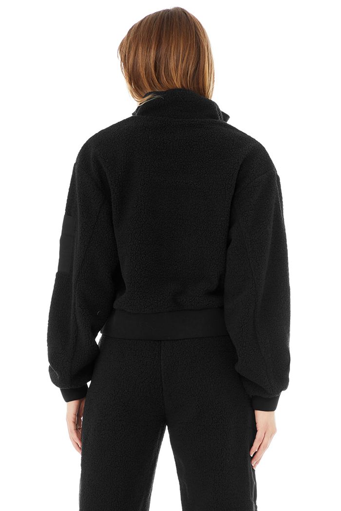 Black Alo Yoga Micro Sherpa Solstice Women's Jackets | 27084KUIP