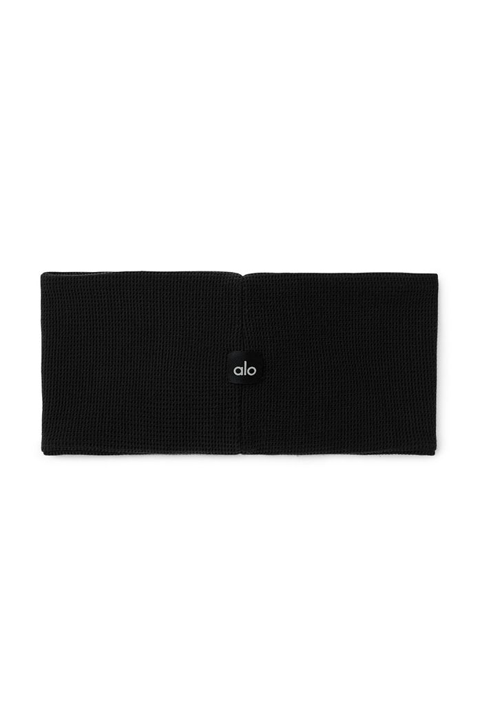 Black Alo Yoga Micro Waffle Women's Headband | 25891QMJP