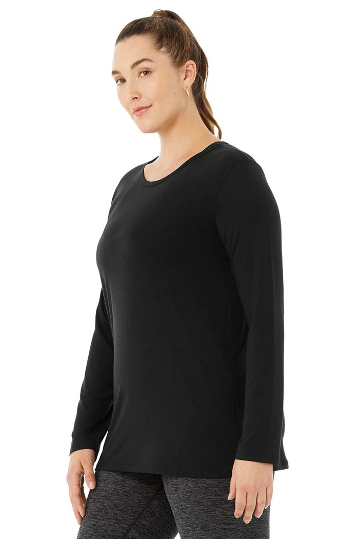 Black Alo Yoga Motion Women's Long Sleeve | 03197CMUR