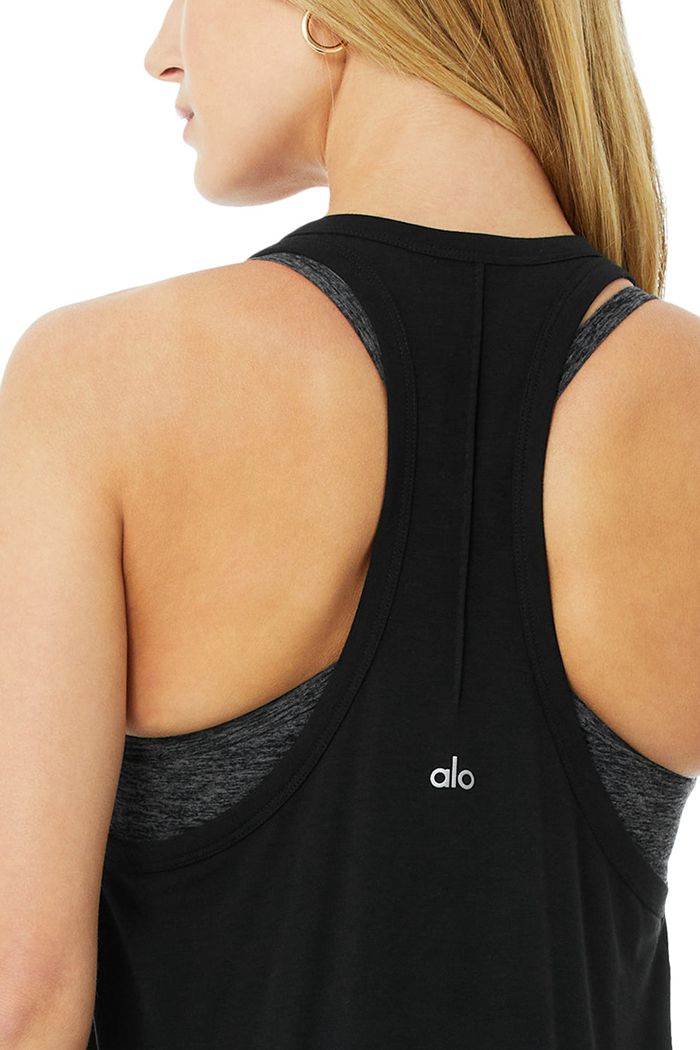 Black Alo Yoga Motion Women's Tank Tops | 64953RVWS