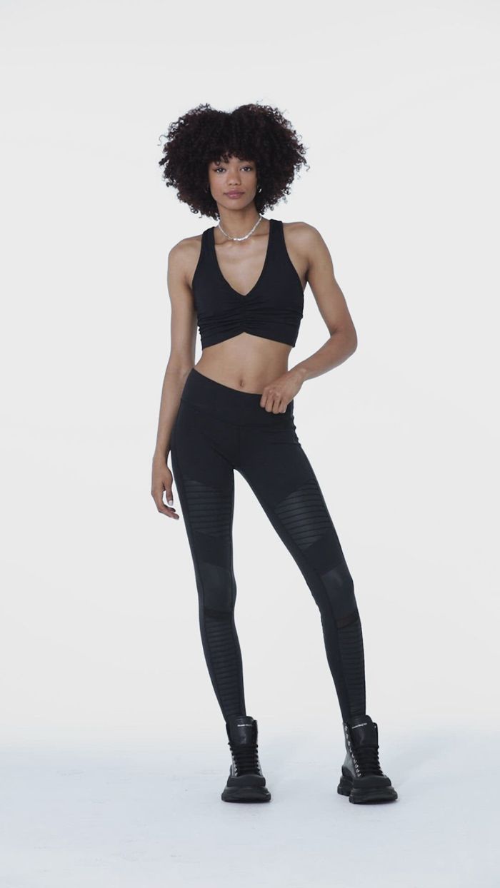 Black Alo Yoga Moto Women's Leggings | 06541SLEY