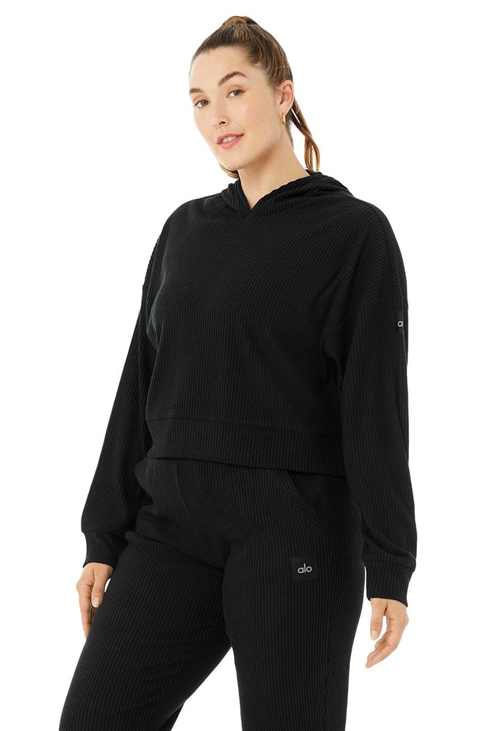 Black Alo Yoga Muse Women's Hoodie | 37290FDIL