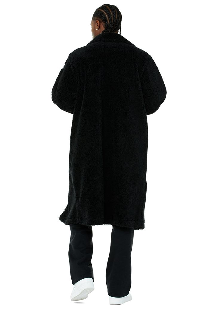 Black Alo Yoga Oversized Sherpa Trench Men's Coat | 06514SKWF