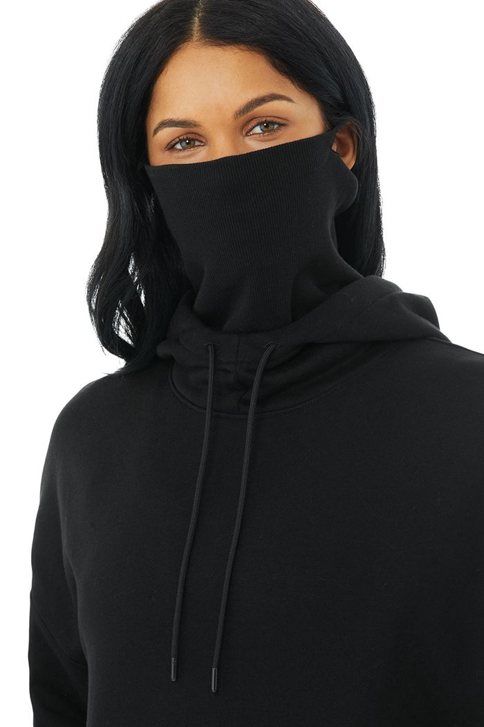 Black Alo Yoga Protection Women's Hoodie | 56740FSJZ