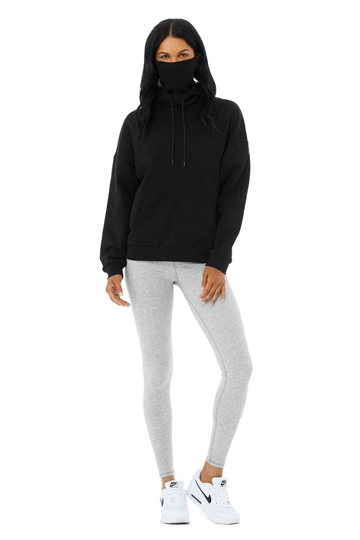 Black Alo Yoga Protection Women's Hoodie | 56740FSJZ