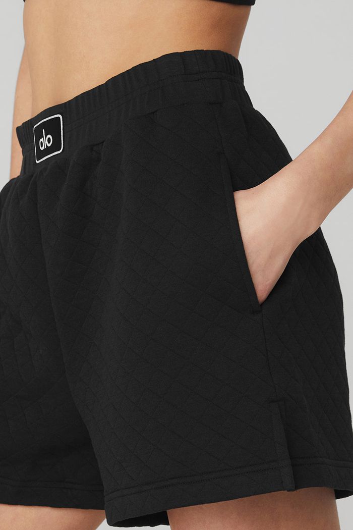 Black Alo Yoga Quilted Arena Boxing Women's Short | 52746IGBW