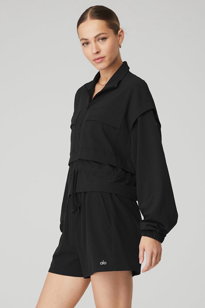 Black Alo Yoga Ready Set Women's Jackets | 51843QOUS