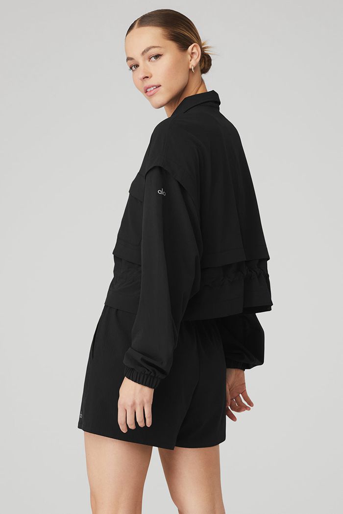 Black Alo Yoga Ready Set Women's Jackets | 51843QOUS