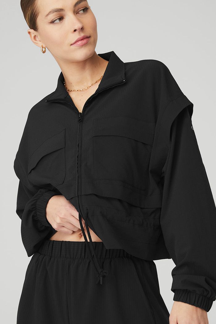 Black Alo Yoga Ready Set Women's Jackets | 51843QOUS