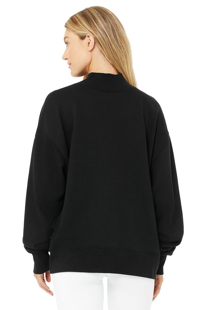 Black Alo Yoga Refresh Women's Pullover | 95680LCNZ