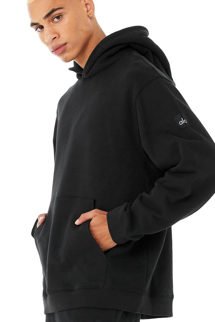 Black Alo Yoga Renown Men's Hoodie | 28305GWDQ