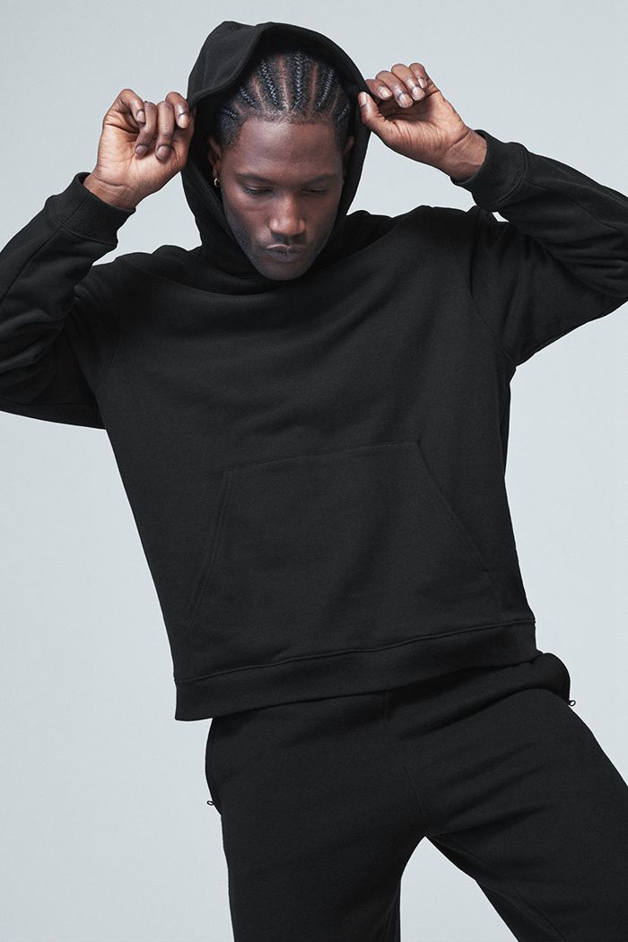 Black Alo Yoga Renown Men's Hoodie | 28305GWDQ