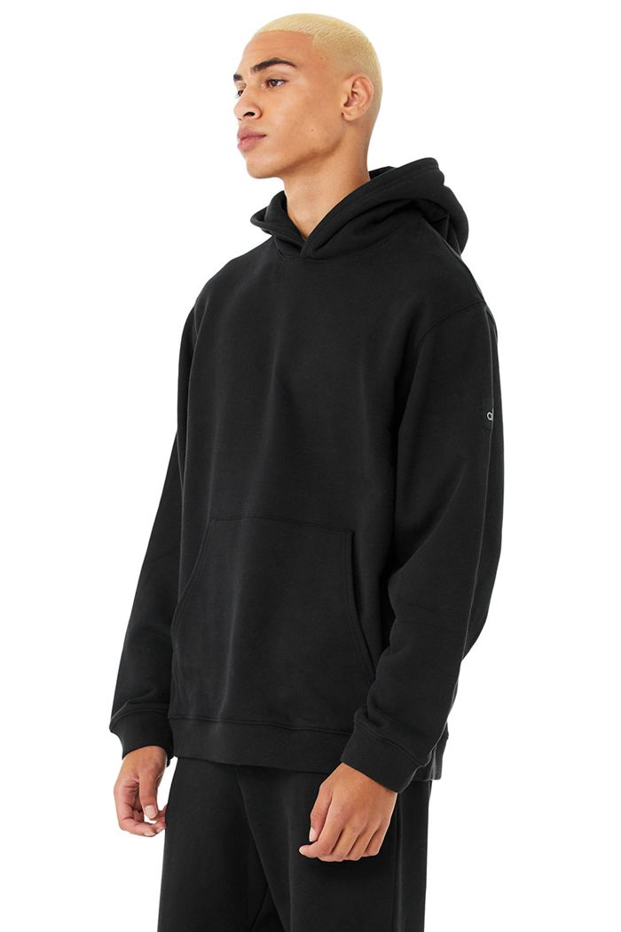 Black Alo Yoga Renown Men\'s Hoodie | 28305GWDQ