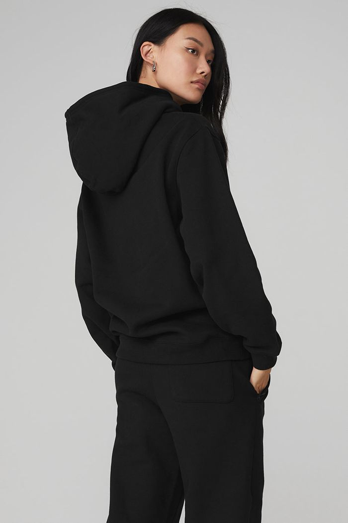 Black Alo Yoga Renown Women's Hoodie | 07583RJVL