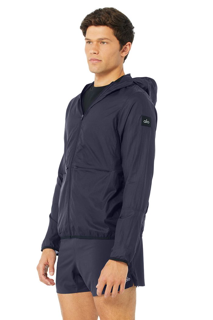 Black Alo Yoga Repeat Running Men's Jackets | 08954UVFX