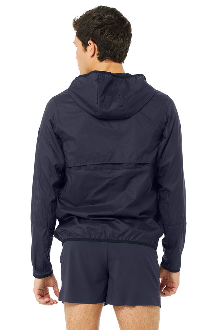 Black Alo Yoga Repeat Running Men's Jackets | 08954UVFX