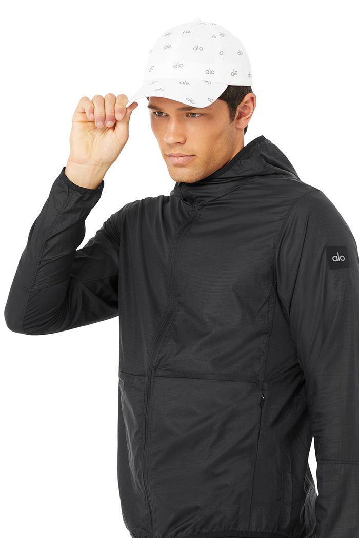 Black Alo Yoga Repeat Running Men's Jackets | 57984PDWC