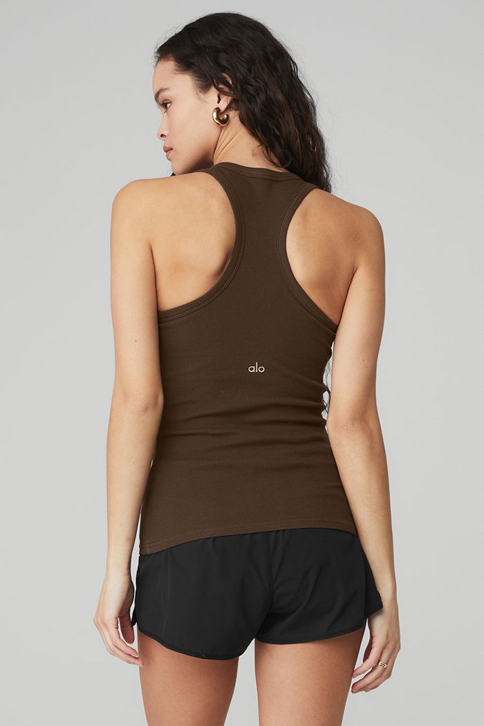 Black Alo Yoga Ribbed Aspire Full Length Women's Tank Tops | 27903WRUQ