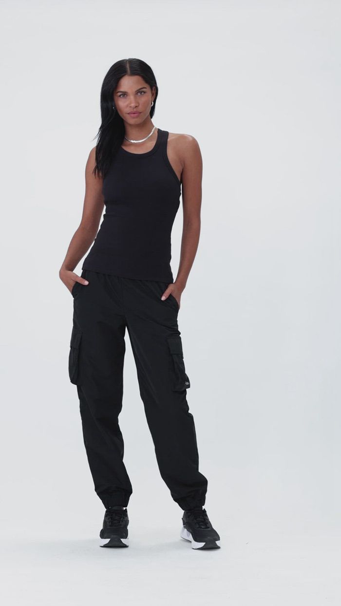 Black Alo Yoga Ribbed Aspire Full Length Women's Tank Tops | 27903WRUQ