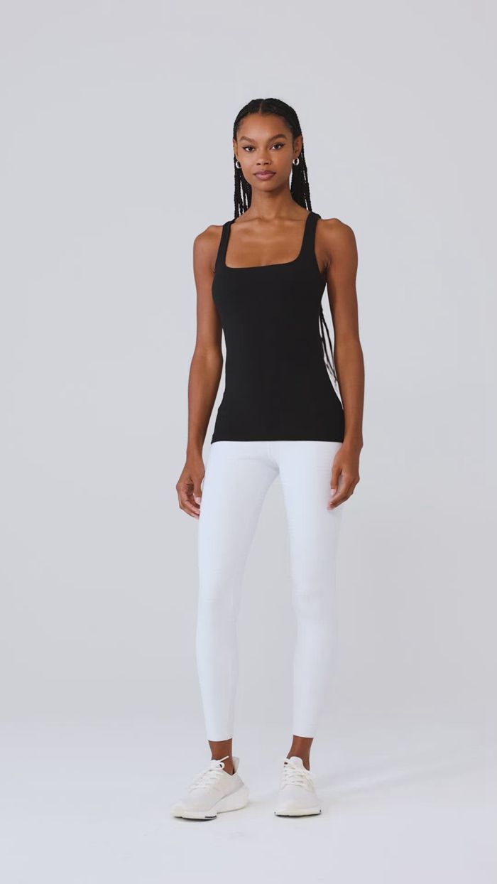 Black Alo Yoga Ribbed Minimalist Women's Tank Tops | 65871ZVPG