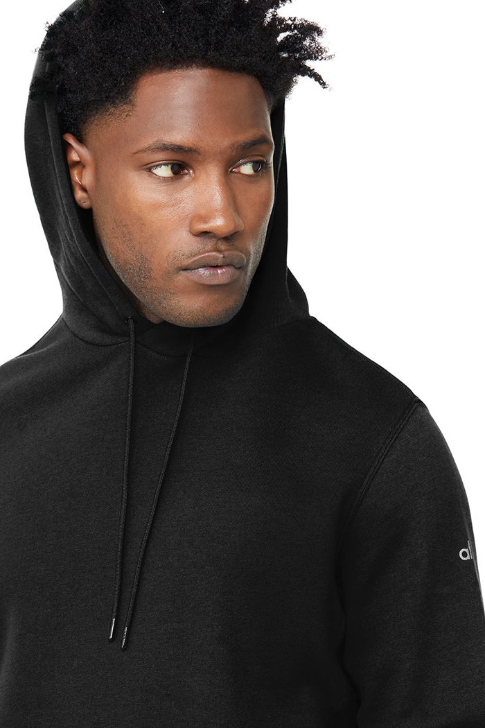 Black Alo Yoga Runyon Men's Hoodie | 78362SHLM