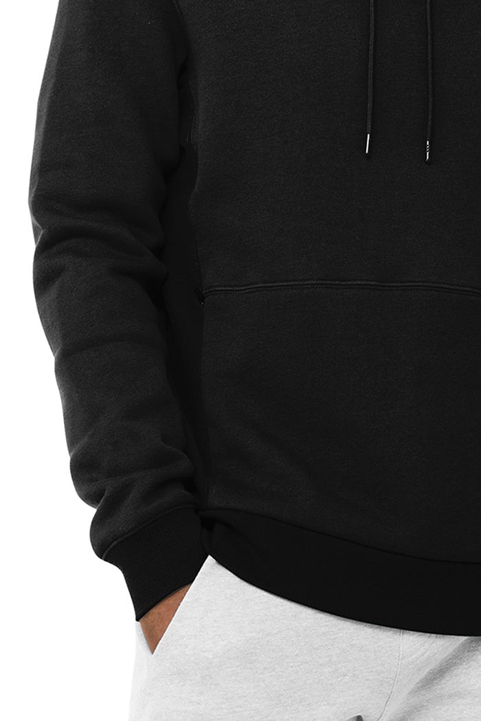 Black Alo Yoga Runyon Men's Hoodie | 78362SHLM