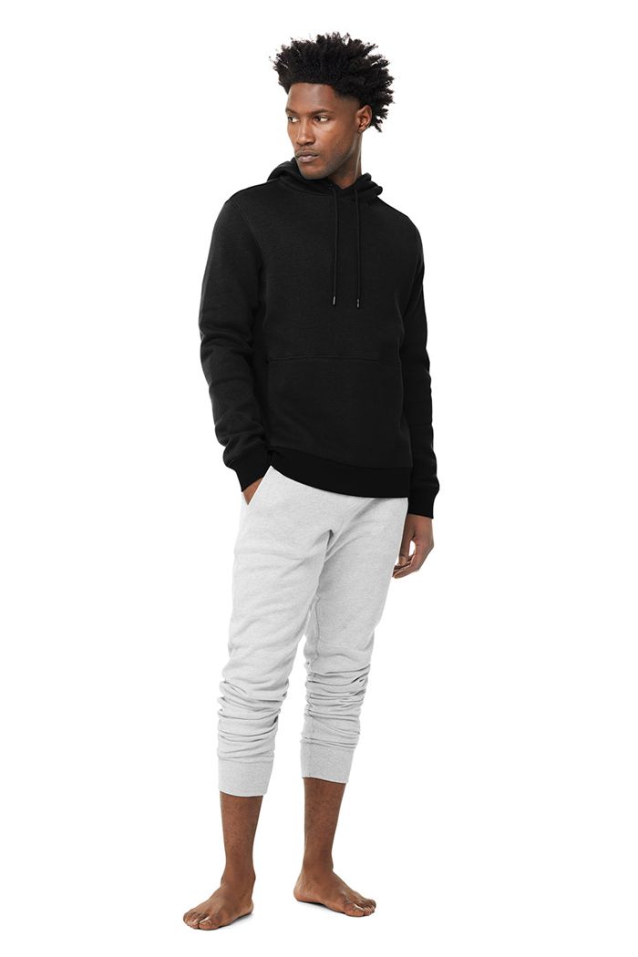 Black Alo Yoga Runyon Men's Hoodie | 78362SHLM