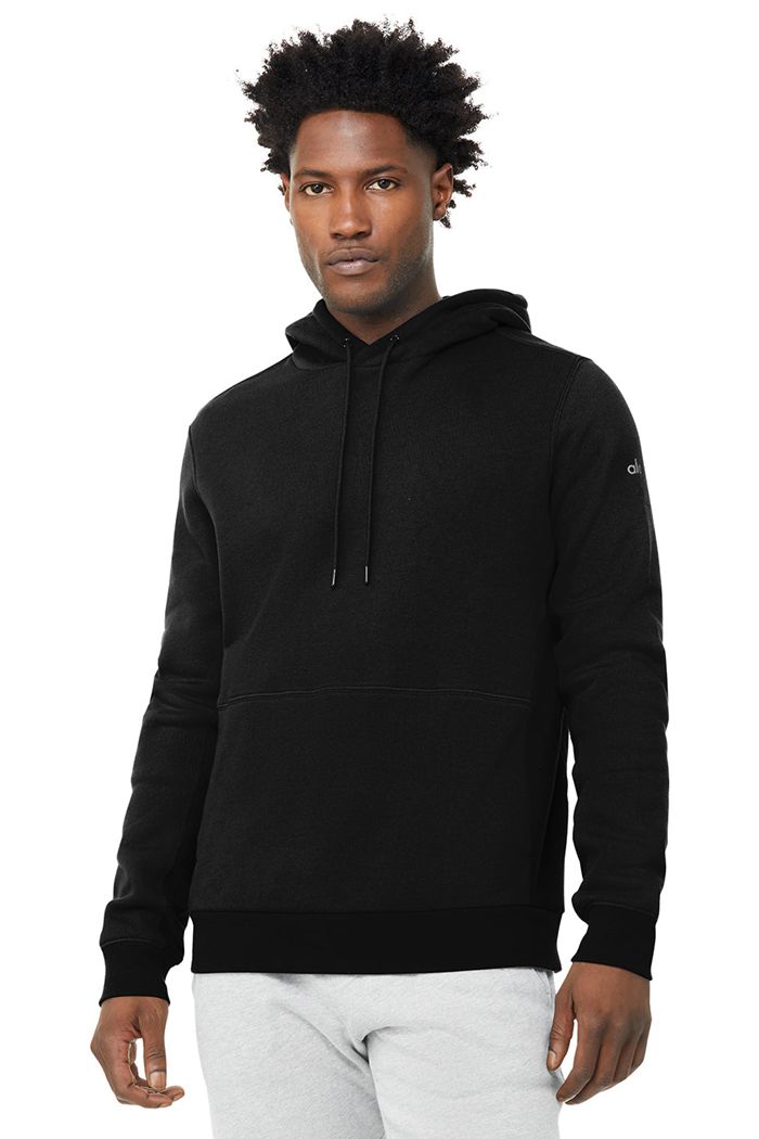 Black Alo Yoga Runyon Men\'s Hoodie | 78362SHLM