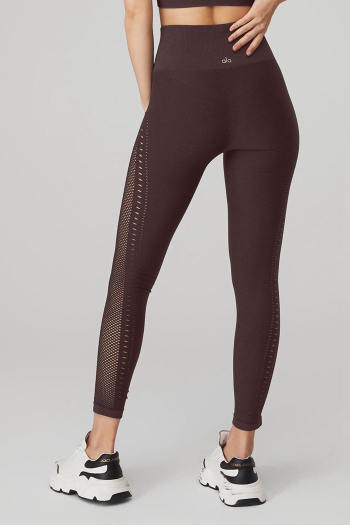 Black Alo Yoga Seamless High-Waist 7/8 Open Air Women's Leggings | 45261XQKS