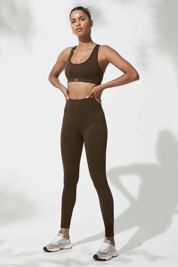 Black Alo Yoga Seamless High-Waist Ribbed Women's Leggings | 03197FSBZ