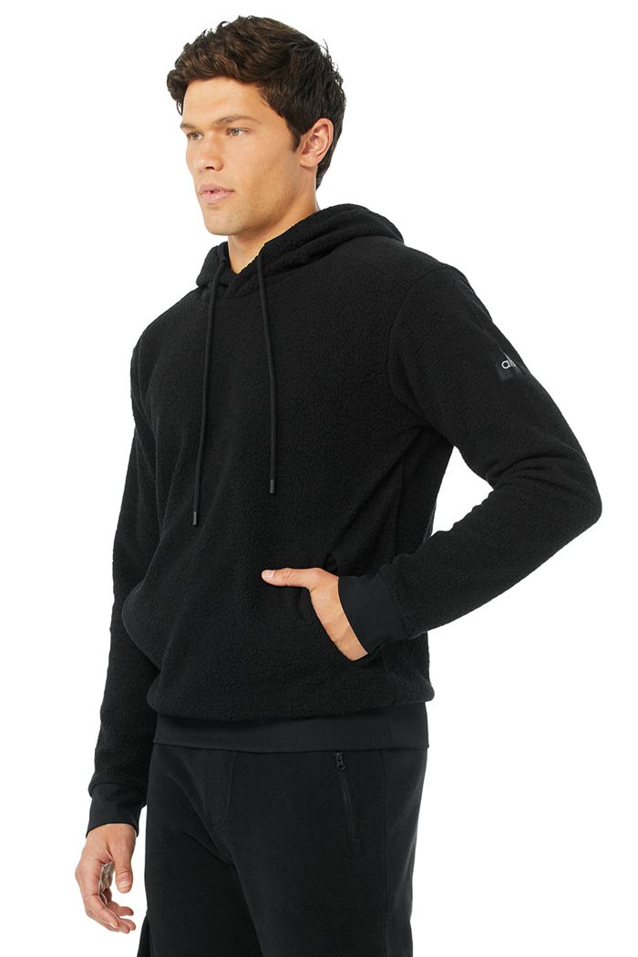 Black Alo Yoga Sherpa Men's Hoodie | 25703FWAP