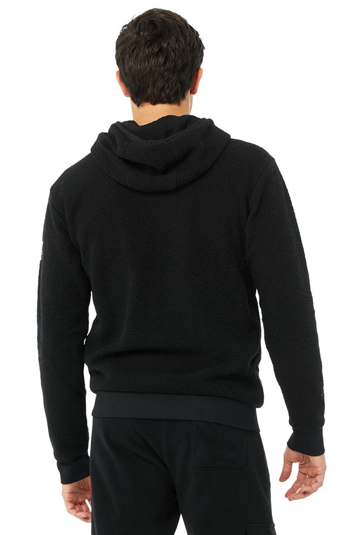 Black Alo Yoga Sherpa Men's Hoodie | 25703FWAP