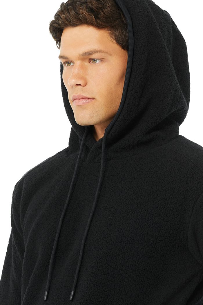 Black Alo Yoga Sherpa Men's Hoodie | 25703FWAP