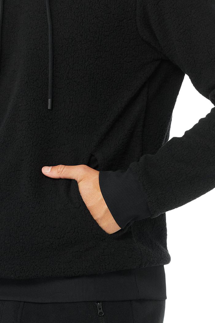 Black Alo Yoga Sherpa Men's Hoodie | 25703FWAP