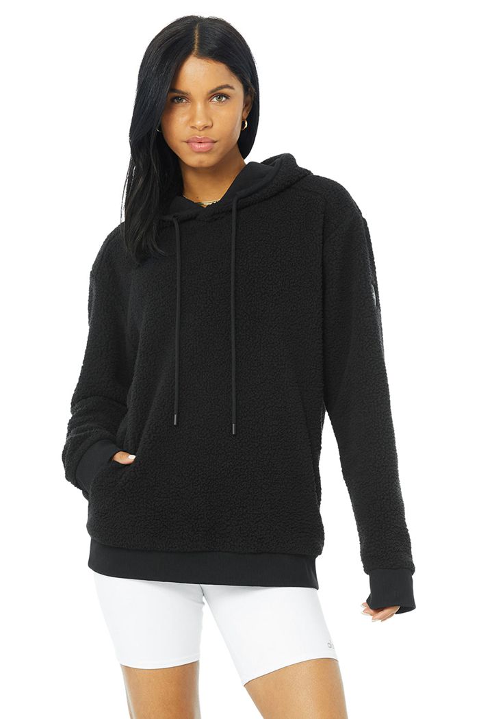 Black Alo Yoga Sherpa Men's Hoodie | 25703FWAP