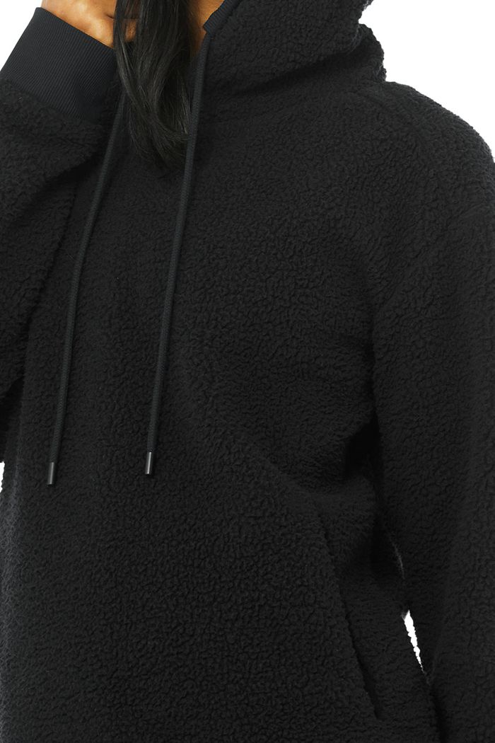 Black Alo Yoga Sherpa Women's Hoodie | 13756CXPM