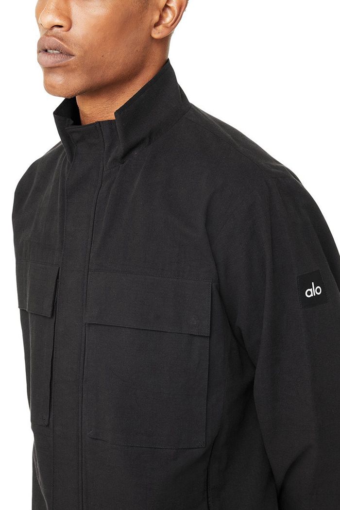 Black Alo Yoga Shoreline Bomber Men's Jackets | 76198ZDTW