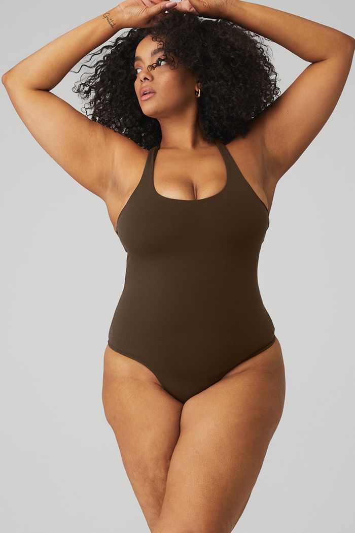 Black Alo Yoga Sleek Back Women's Bodysuit | 62430PVBI