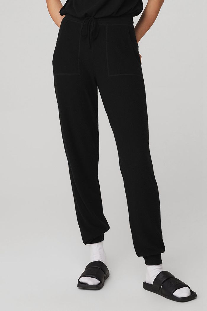 Black Alo Yoga Soho Sweat Women\'s Pants | 82759EGZT