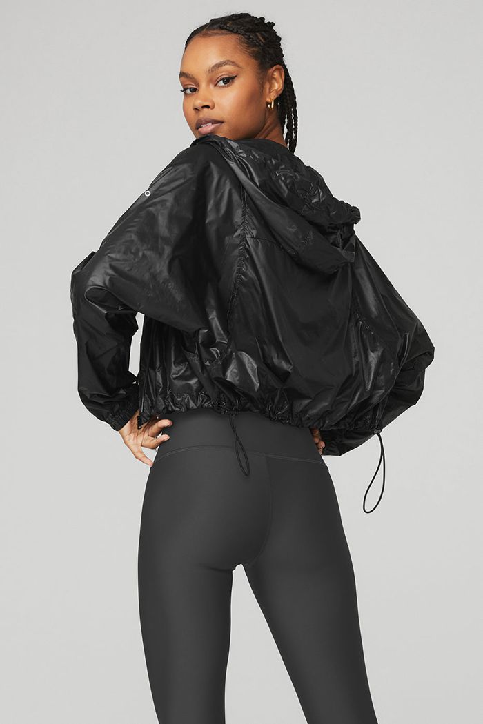 Black Alo Yoga Sprinter Women's Jackets | 59123XFUL