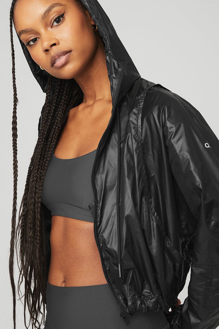 Black Alo Yoga Sprinter Women's Jackets | 59123XFUL