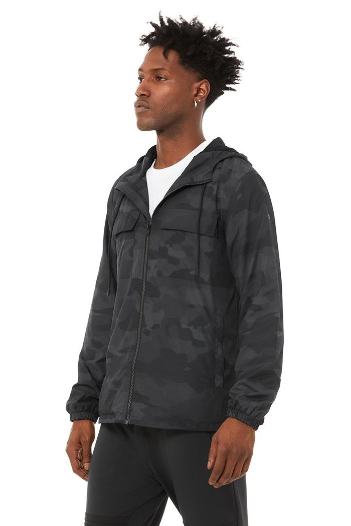 Black Alo Yoga Stride Men's Jackets | 49136NVYF