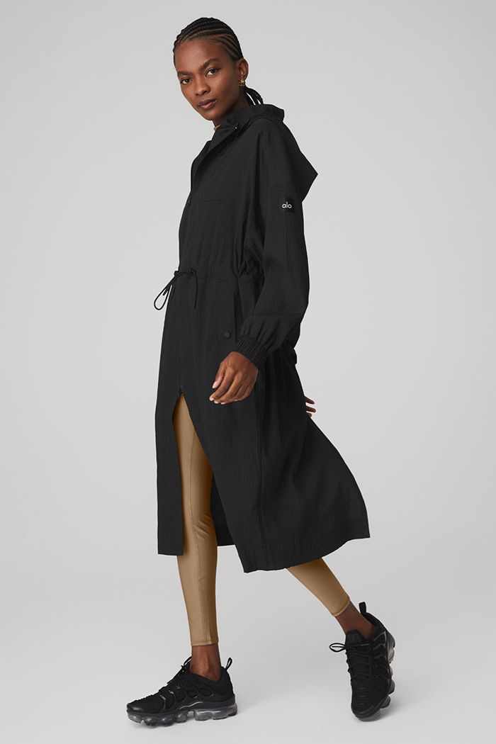 Black Alo Yoga Summer Nights Lightweight Women's Coat | 57284QKMP