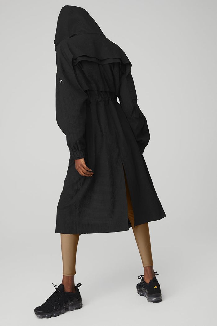 Black Alo Yoga Summer Nights Lightweight Women's Coat | 57284QKMP