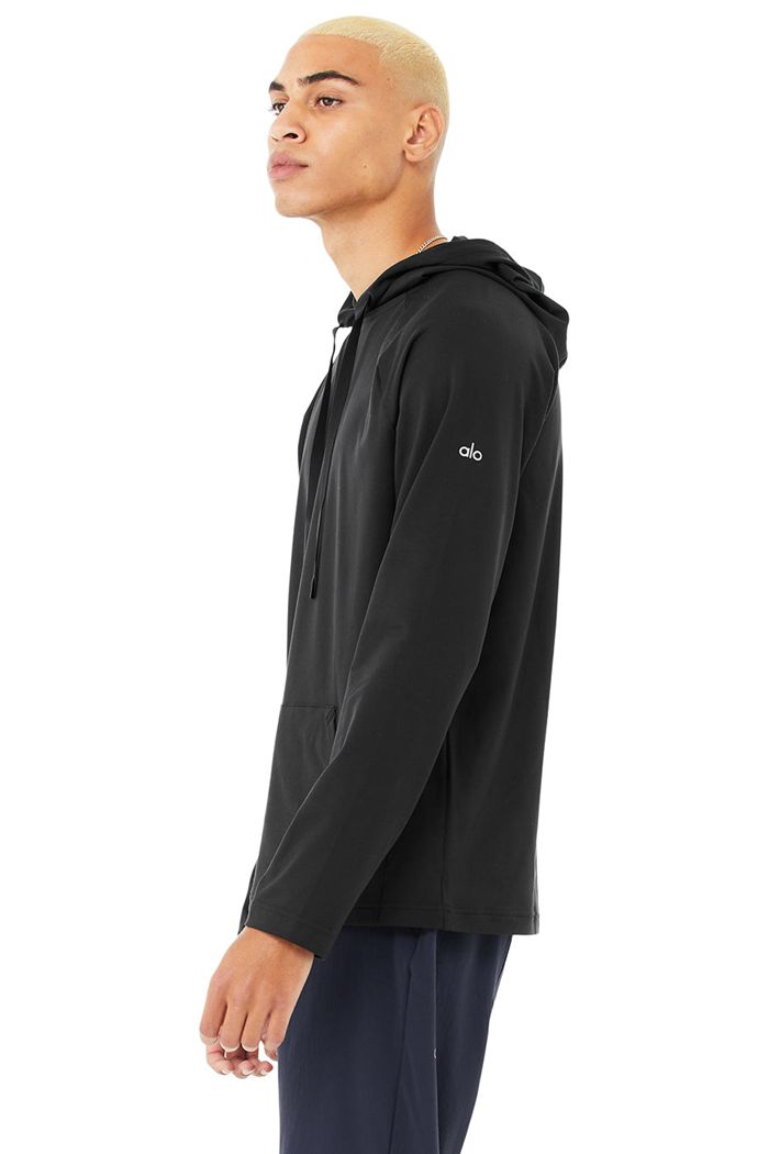 Black Alo Yoga The Conquer Men's Hoodie | 36819CKRV